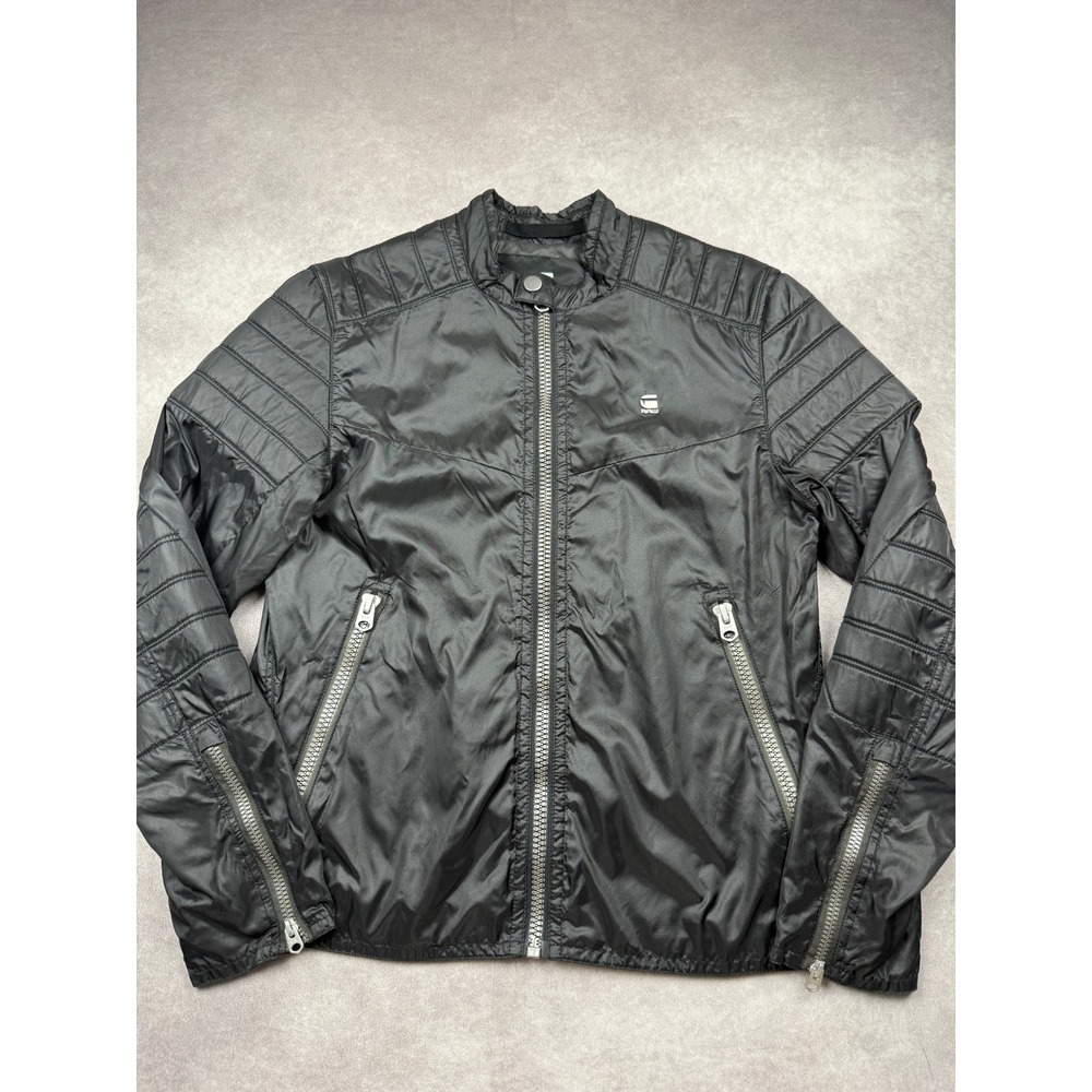 G-Star RAW Meefic Quilted Bomber Moto Jacket Black Mens M Casual Streetwear